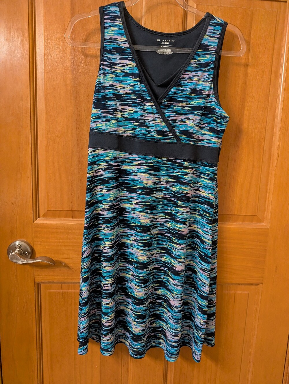Tek Gear Navy and Turquoise Multi-Print Sleeveless Midi Dress, M
